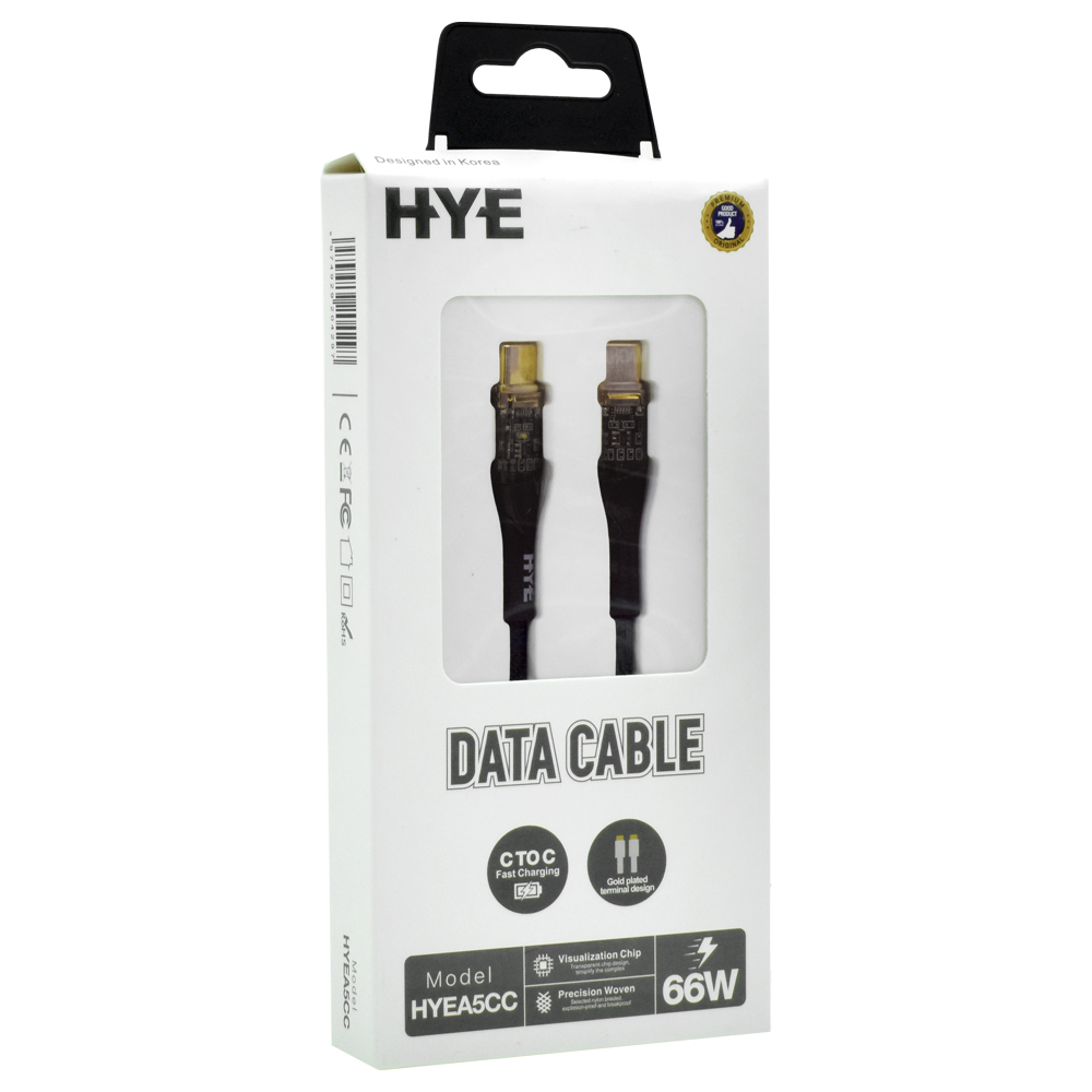 Cabo HYE HYEA5CC USB-C Macho A USB-C Macho 66W / 1M - Preto