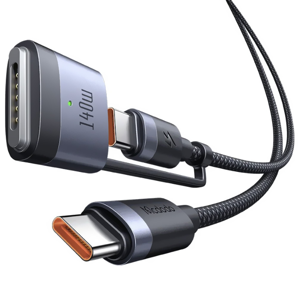 Cabo Mcdodo CA-0140 USB-C Macho para USB-C Macho / Magsafe 3 / 240W / 140W / 2M - Preto