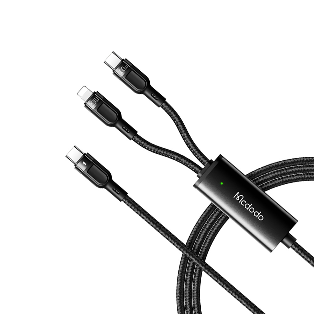 Cabo Mcdodo CA-8780 USB-C Macho para USB-C Macho / Lightning 1.2M - Preto
