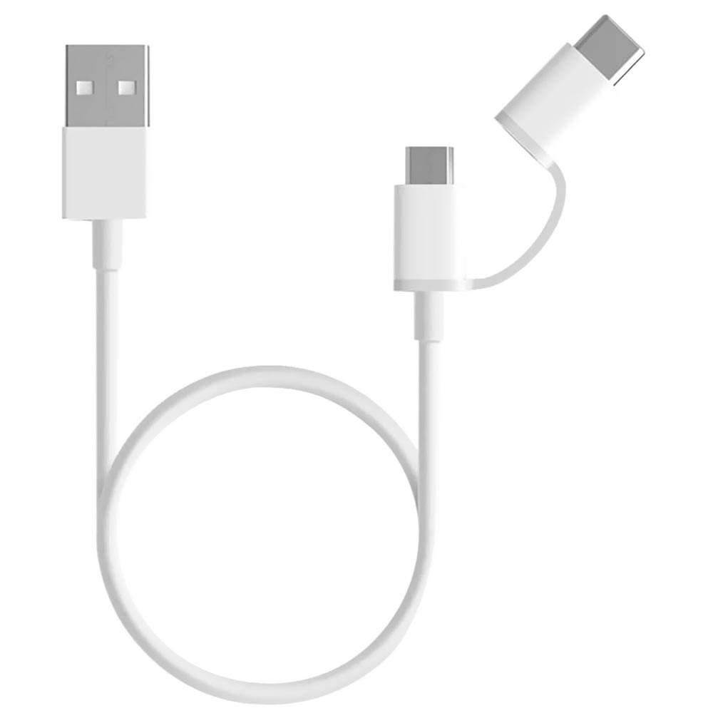 Cabo Xiaomi SJX02ZM 2 In 1 Type C A Micro USB / USB Macho 1M - Branco