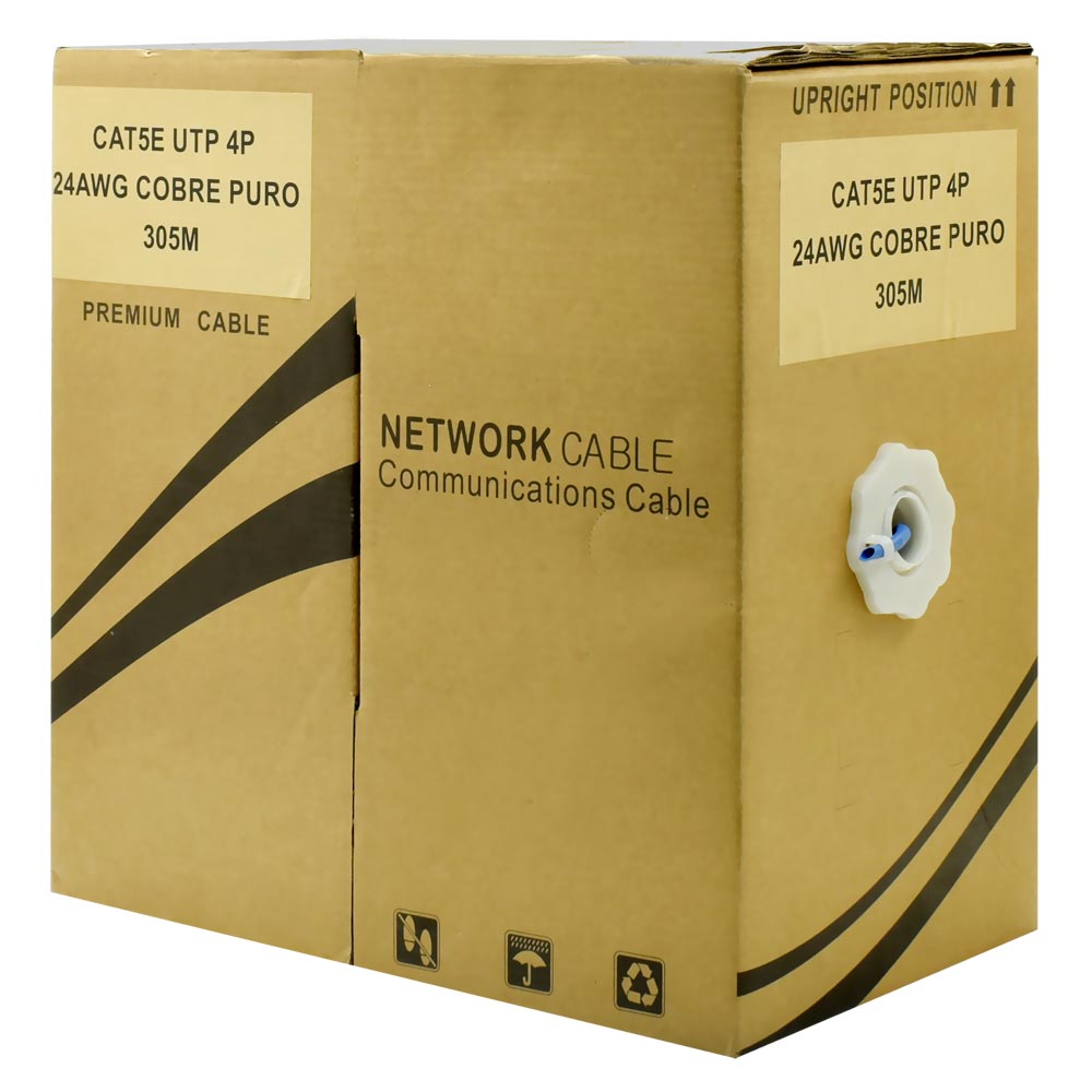 Cabo de Rede UTP CAT5E 305M - Azul Premiun 24AWG 100% Cobre