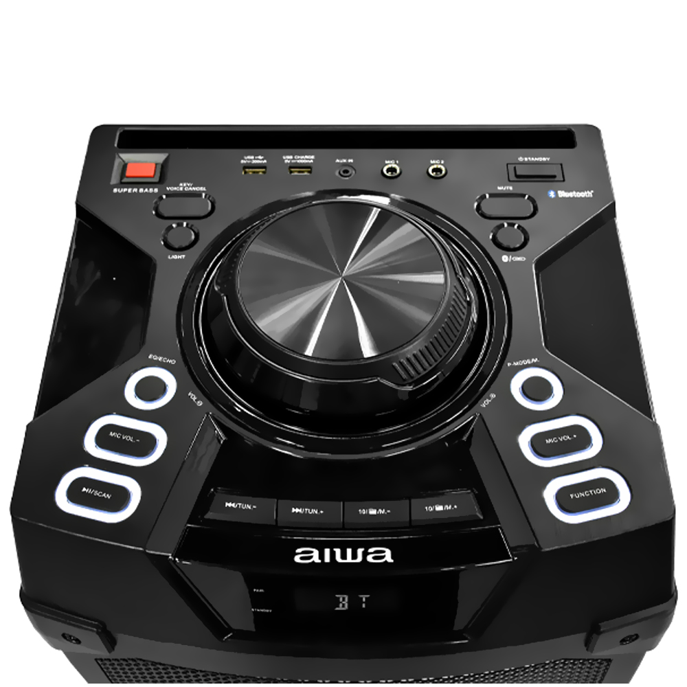 Caixa de Som Aiwa AWPOK200D 80W / 2x8" / Bluetooth / LED / USB / FM - Preto