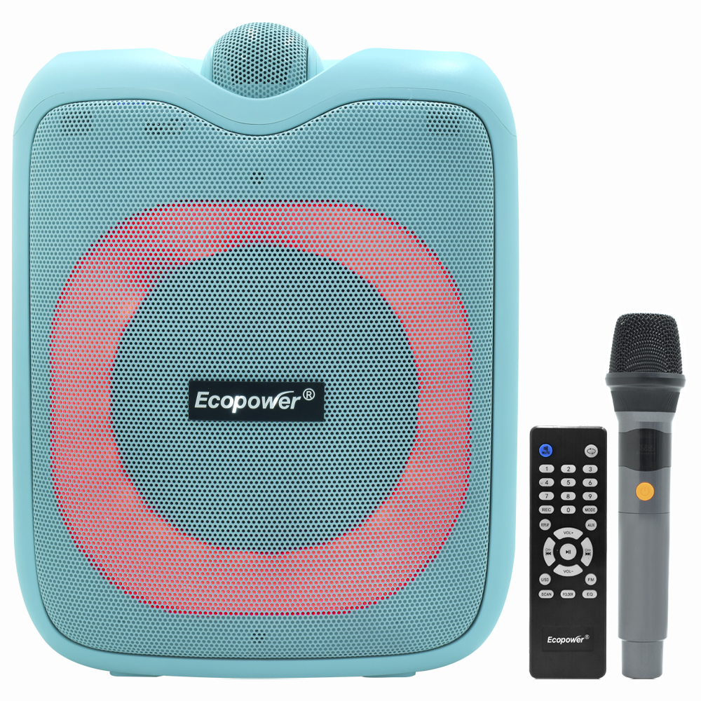 Caixa de Som Ecopower EP-1965 6.5" LED / Bluetooth / AUX / USB / FM / TF / Recarregável - Verde