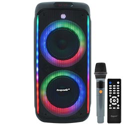 Caixa de Som Ecopower EP-1966 com Tela 6.5" / Bluetooth / USB / FM / TF / LED - Preto