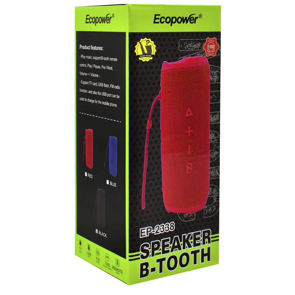 Caixa de Som Ecopower EP-2338 Bluetooth / USB / FM / TF - Preto