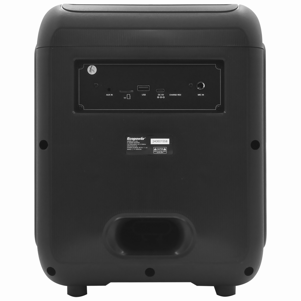 Caixa de Som Ecopower EP-S108 LED / Bluetooth / AUX / FM / TF / Recarregável - Preto
