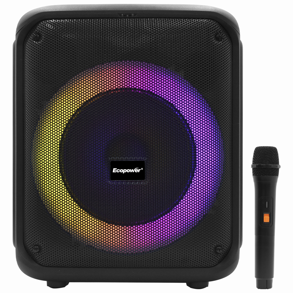 Caixa de Som Ecopower EP-S108 LED / Bluetooth / AUX / FM / TF / Recarregável - Preto