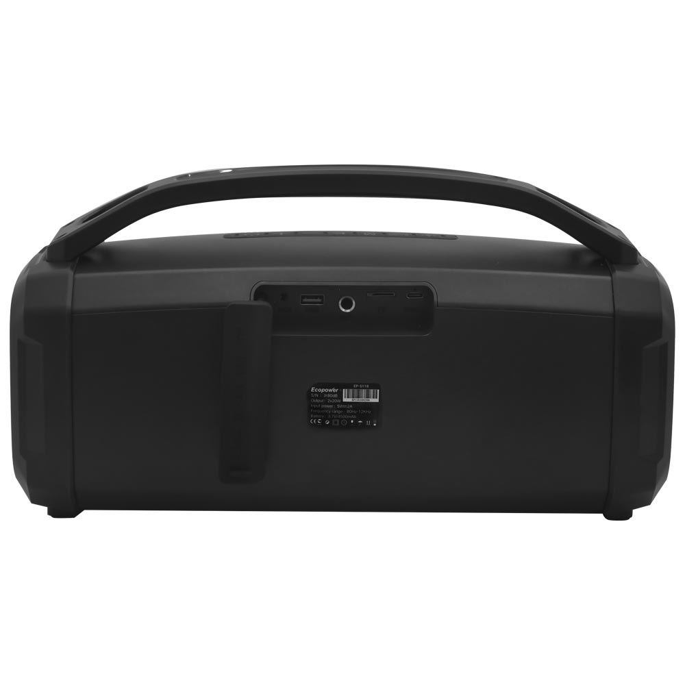 Caixa de Som Ecopower EP-S118 LED / Bluetooth / USB / FM / TF / 3.5MM - Preto