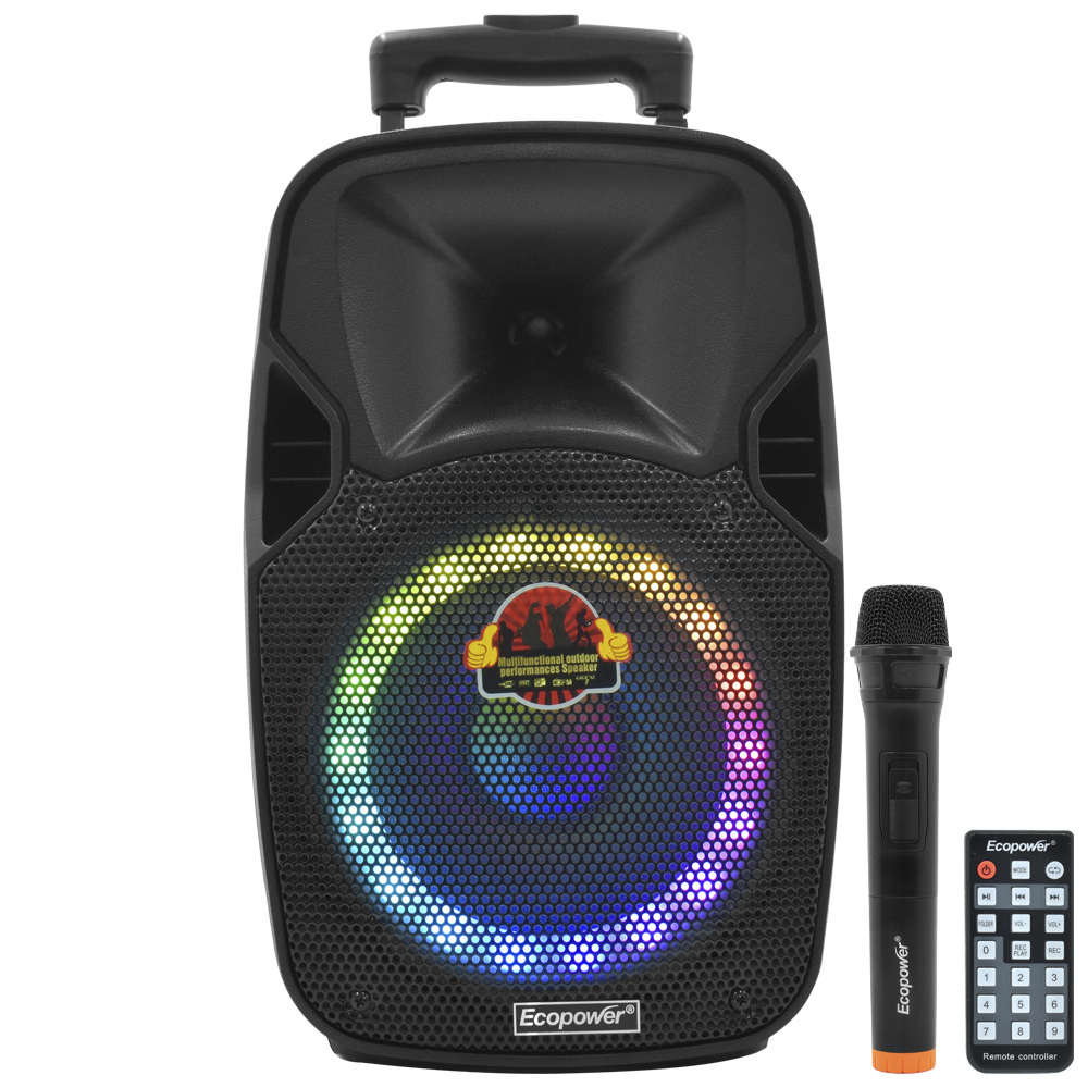Caixa de Som Ecopower EP-S700 com Tela 8" / Bluetooth / USB / FM / SD - Preto