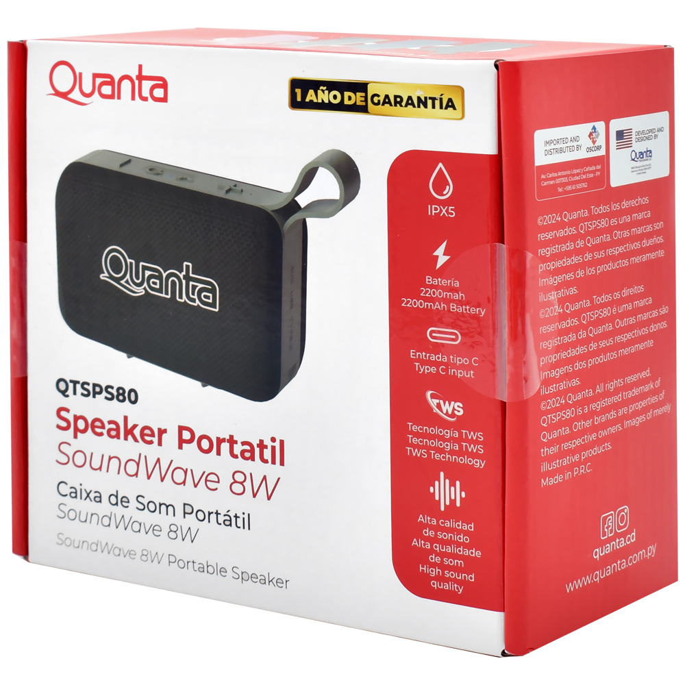 Caixa de Som Quanta QTSPS80 Mini Bluetooth / TWS / Micro SD - Verde