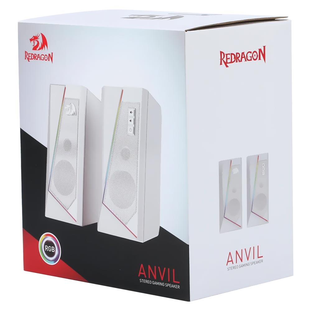 Caixa de Som Redragon GS520W Anvil Gaming RGB / USB / 3.5MM - Branco