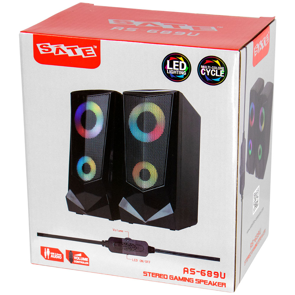 Caixa de Som Satellite AS-689U Gaming RGB / USB - Preto