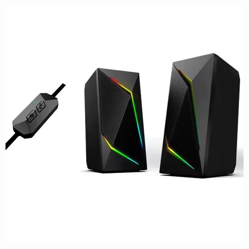 Caixa de Som Satellite AS-92001B Gaming RGB / USB - Preto