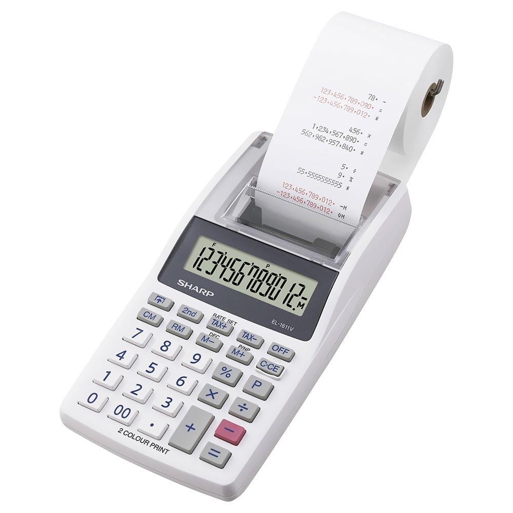 Calculadora Sharp EL-1611V Bobina 12 Digitos - Branco