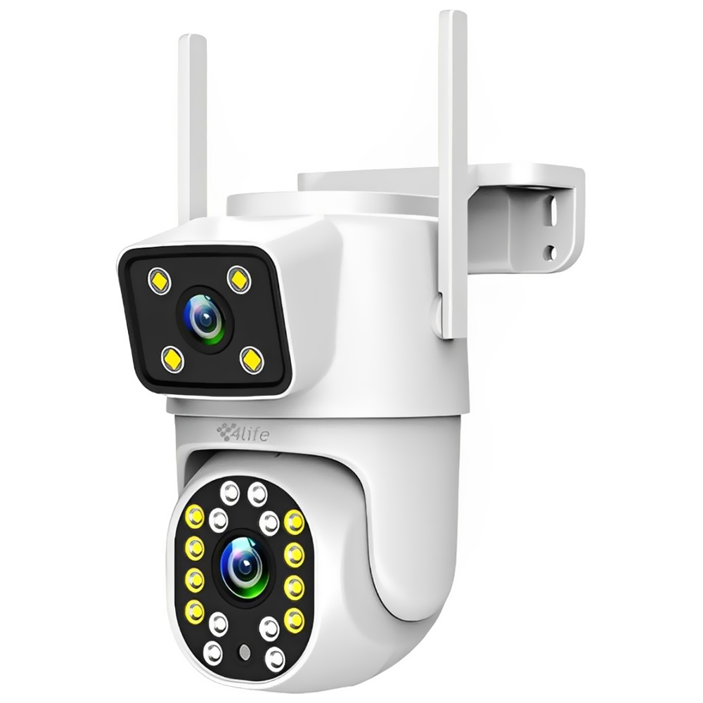 Câmera de Segurança 4LIFE FL22Z 360° Dual Vue Smart Outdoor / Wi-Fi / 2.5K / 4MP - Branco