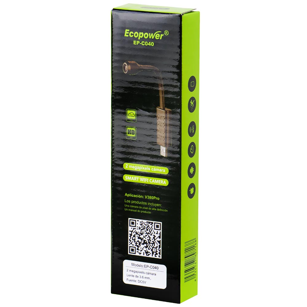 Câmera de Segurança IP Ecopower EP-C040 Espião Indoor / Smart Wi-Fi / 2MP - Preto