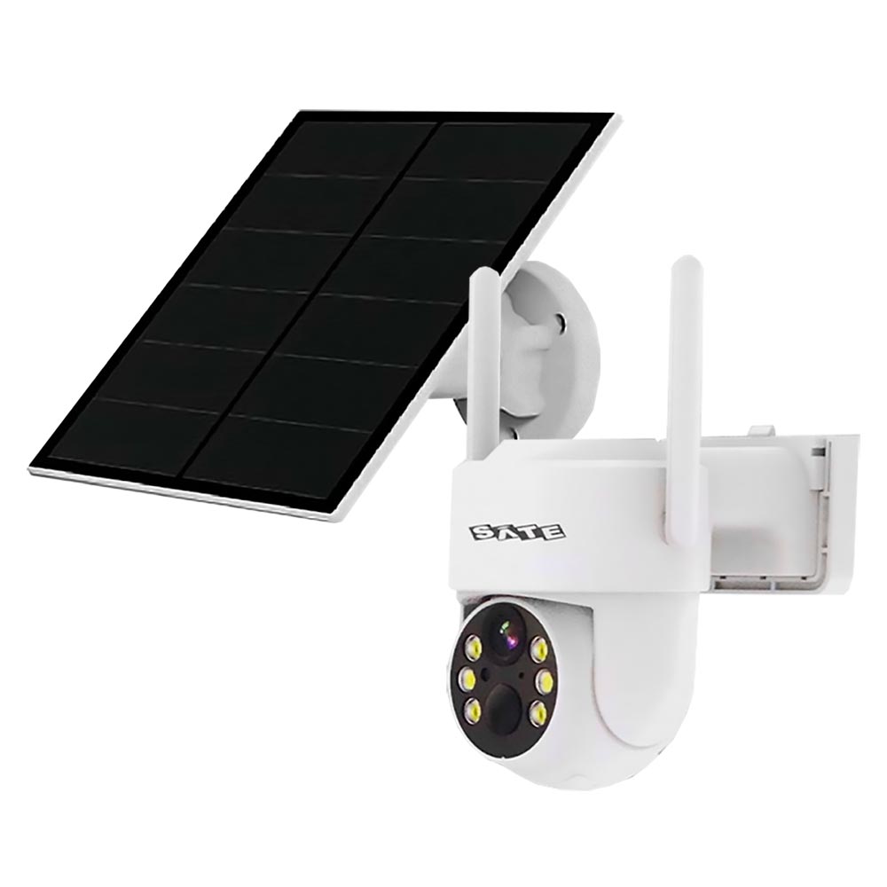 Câmera de Segurança IP Satellite A-CAM007S Outdoor / Painel Solar / Wi-Fi - Branco