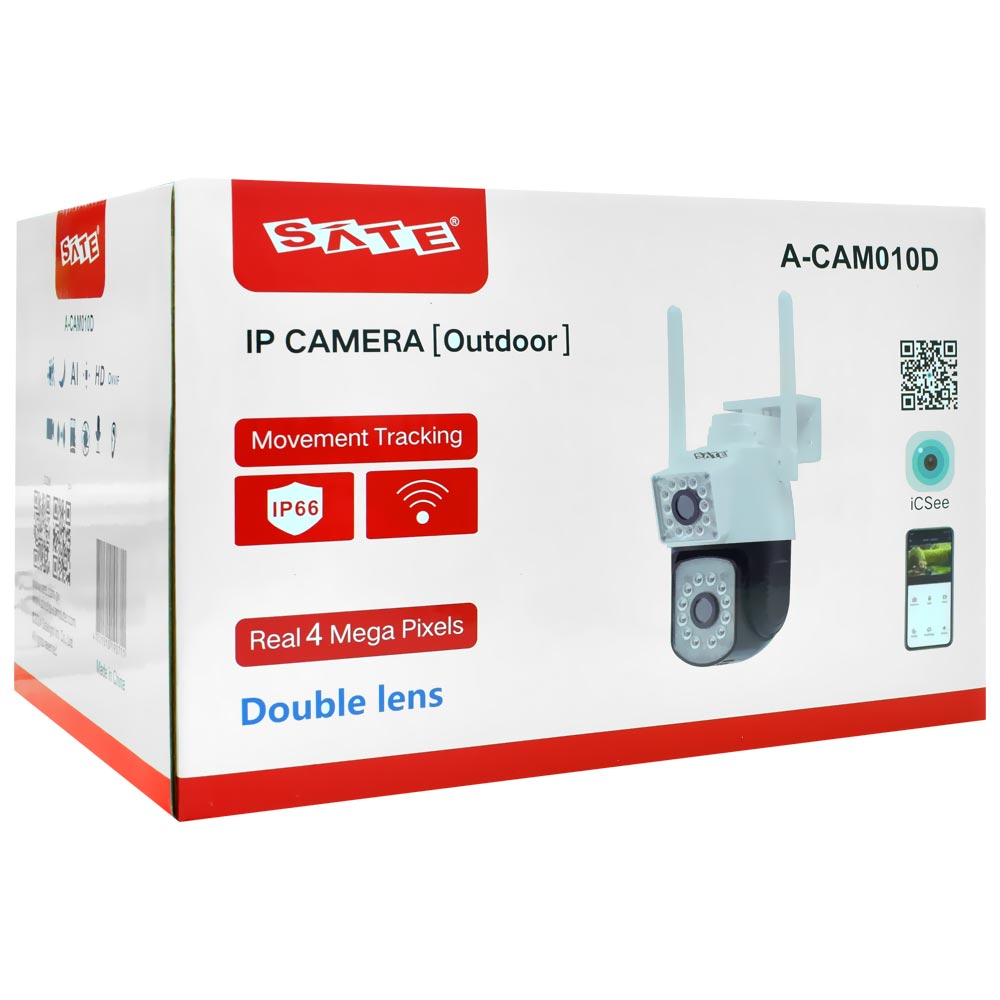 Câmera de Segurança IP Satellite A-CAM010D Outdoor / Wi-Fi / 4MP - Branco / Preto