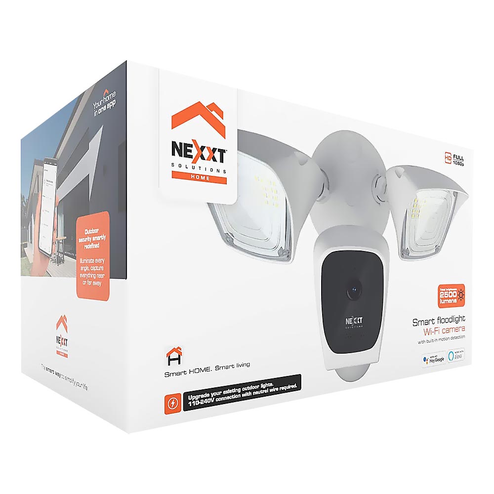Câmera de Segurança Nexxt NHC-F610 Outdoor / Smart Wi-Fi Floodlight / 150° / 1080P - Branco
