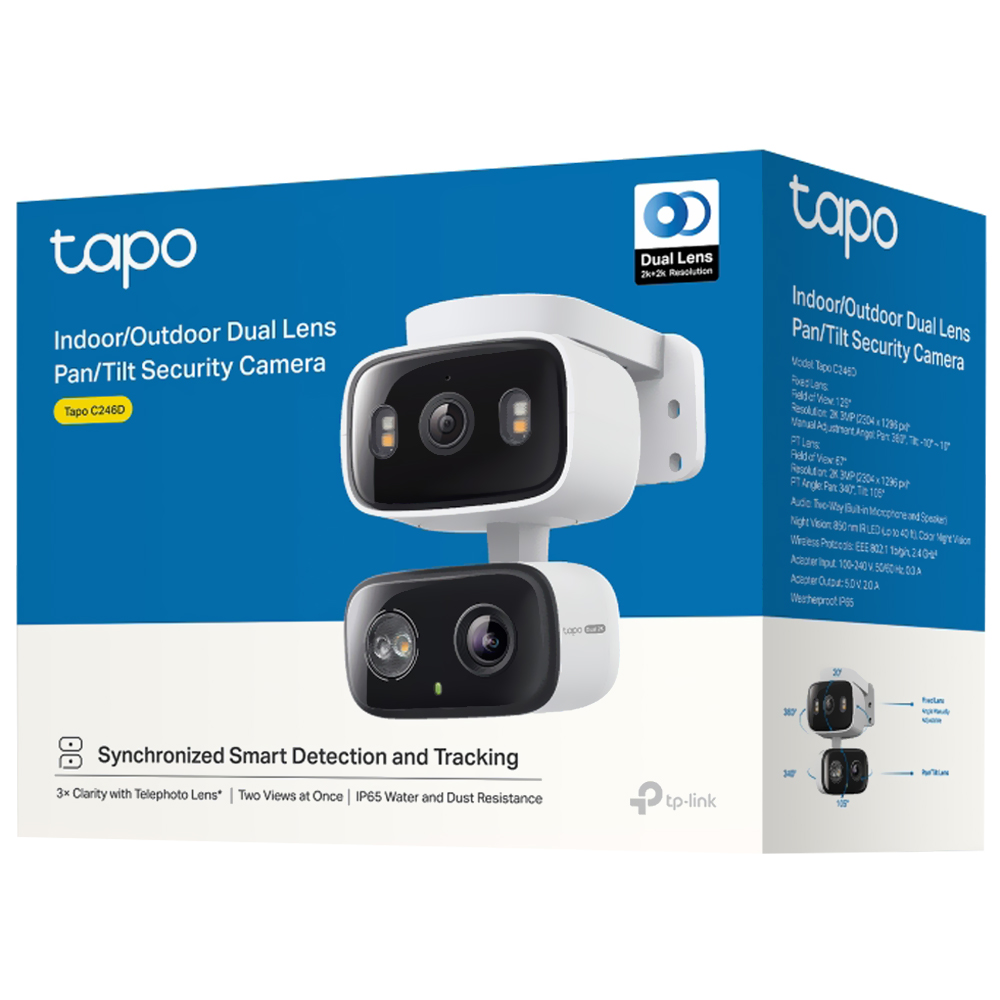 Câmera de Segurança Tp-link Tapo C246D Indoor / Outdoor / Wifi / Dual 2K - Branco