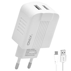ADAPTADOR TOMADA ONLY MOD06-A 2USB 2.0 4.4A BRANCO + TYPE-C MACHO/USB 1M ADAPTADOR TOMADA ONLY MOD06-A 2USB 2.0 4.4A BRANCO + TYPE-C MACHO/USB 1M
