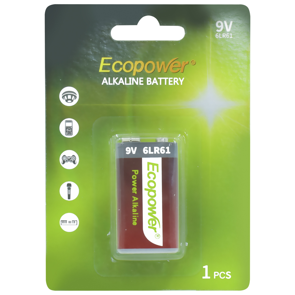 BATERIA ECOPOWER POWER ALKALINE 9V 6LR61