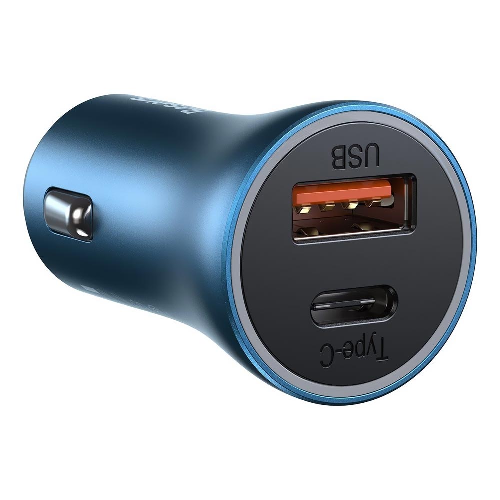 Carregador de Bateria Veicular Baseus CCJD-03 40W / USB / Type-C - Azul