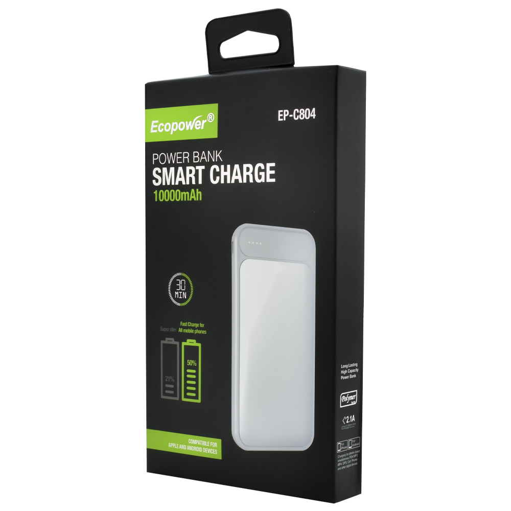 Carregador Portátil Ecopower EP-804 10000MAH / USB / USB-C - Branco