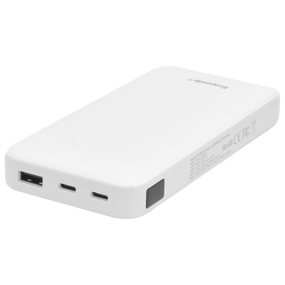 Carregador Portátil Ecopower EP-C888 12000MAH USB / Lightning / USB-C - Branco
