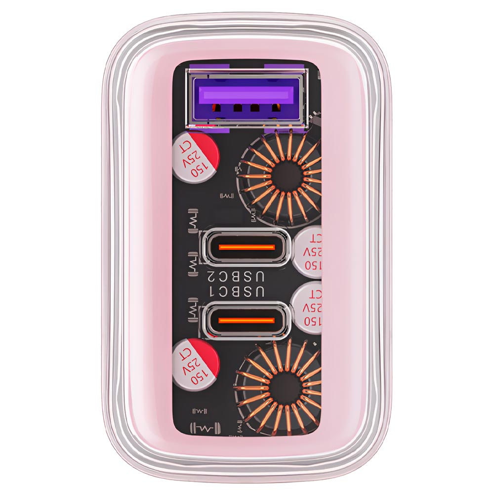 Carregador Tomada Acefast A45 USB / 2 Type-C / 65W - Rosa