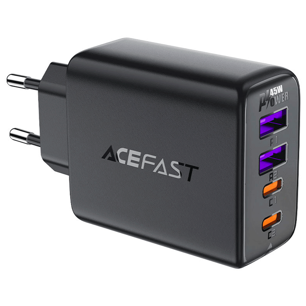 Carregador Tomada Acefast A61 2 USB / 2 Type-C / 45W - Preto