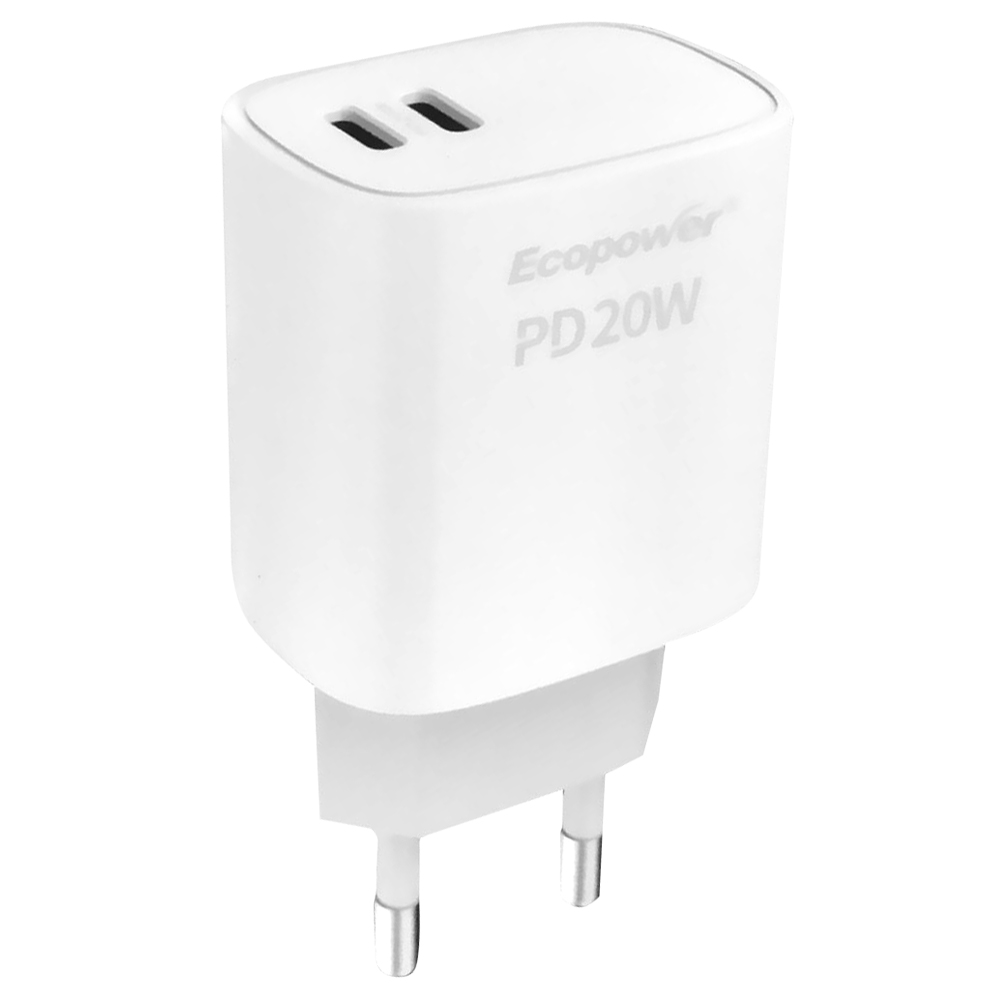 Carregador Tomada Ecopower EP-7026 2 Type-C - Branco