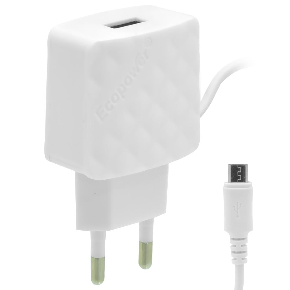 Carregador Tomada Ecopower EP-7070 USB + Cabo Micro USB - Branco