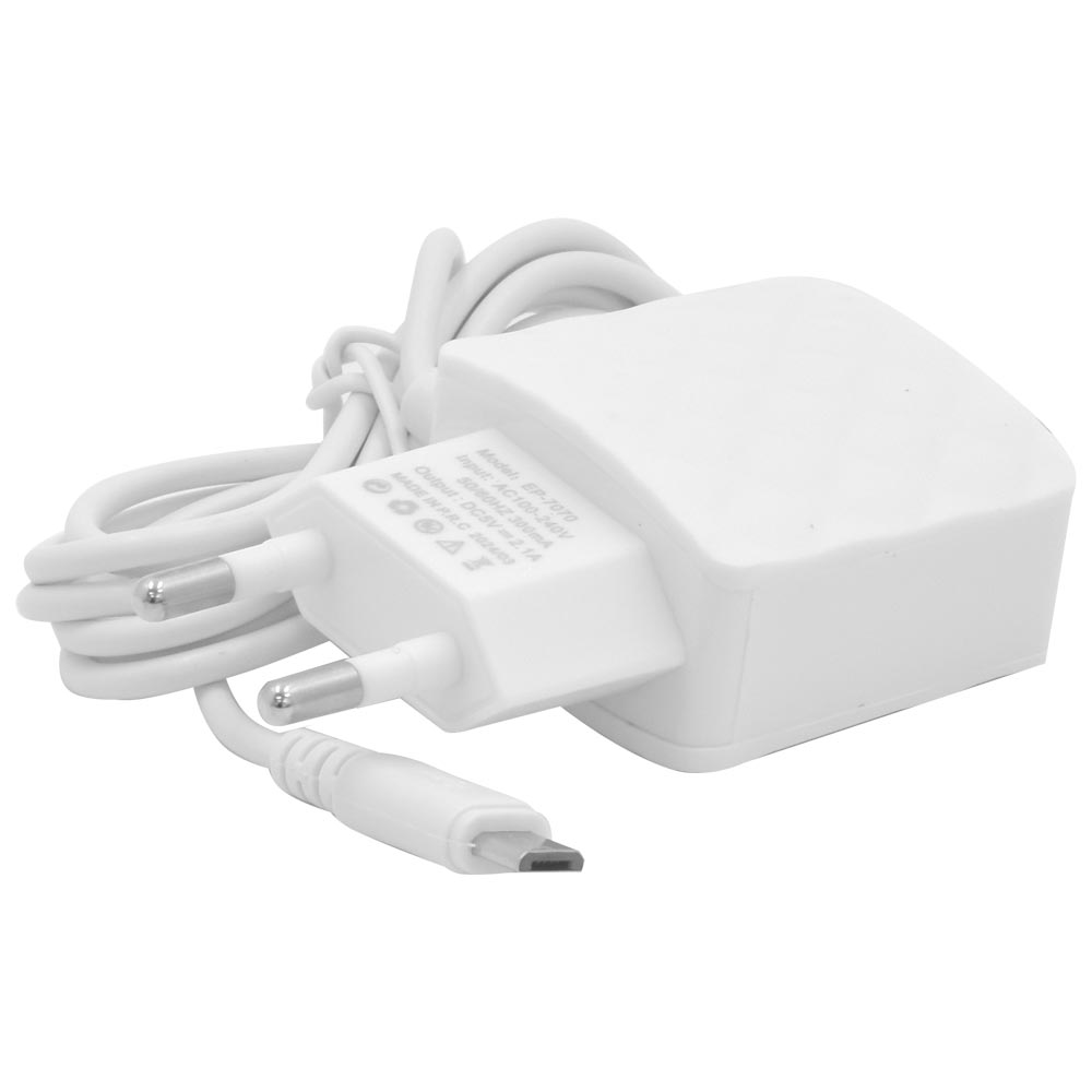 Carregador Tomada Ecopower EP-7070 USB + Cabo Micro USB - Branco