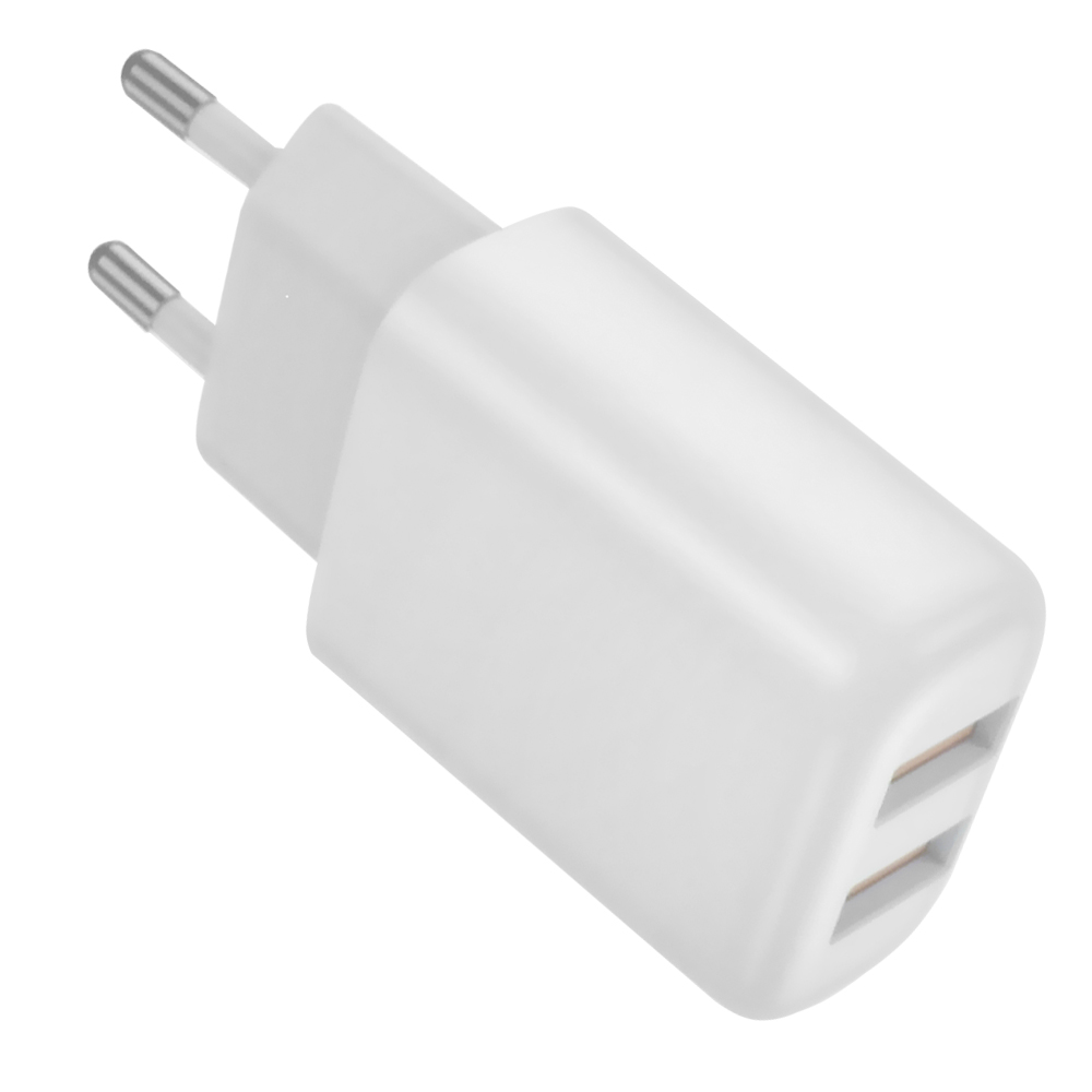 Carregador Tomada HYE EUC02L 2.4A Max / 2 USB - Branco + Cabo USB / Lightning