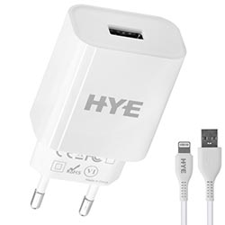 Carregador Tomada HYE HYEC165UL USB 3.0 / 22.5W - Branco + Cabo USB / Lightning