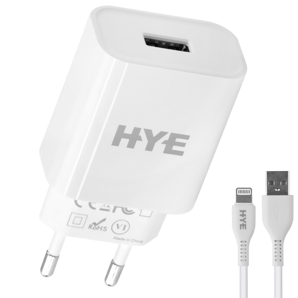 Carregador Tomada HYE HYEC165UL USB 3.0 / 22.5W - Branco + Cabo USB / Lightning