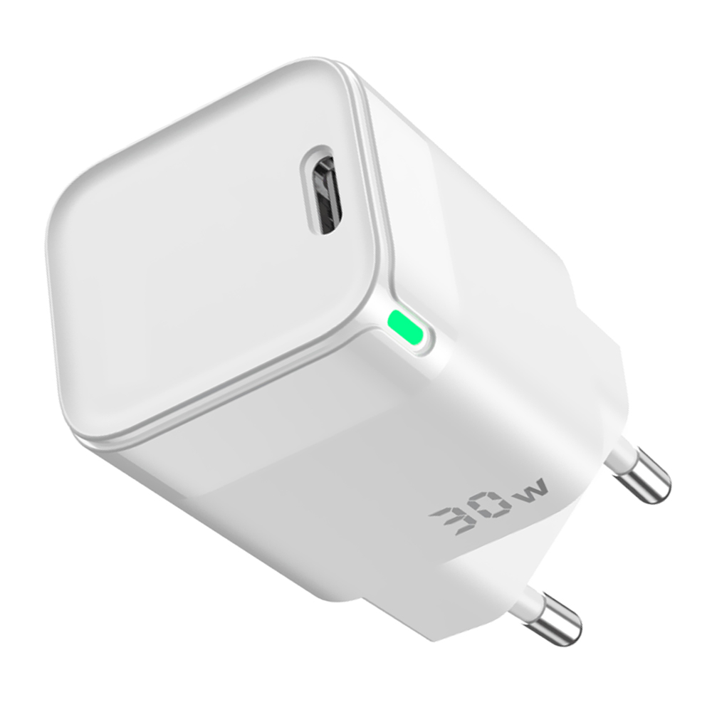 Carregador Tomada HYE HYEC43C USB-C / 30W - Branco + Cabo USB-C / USB-C