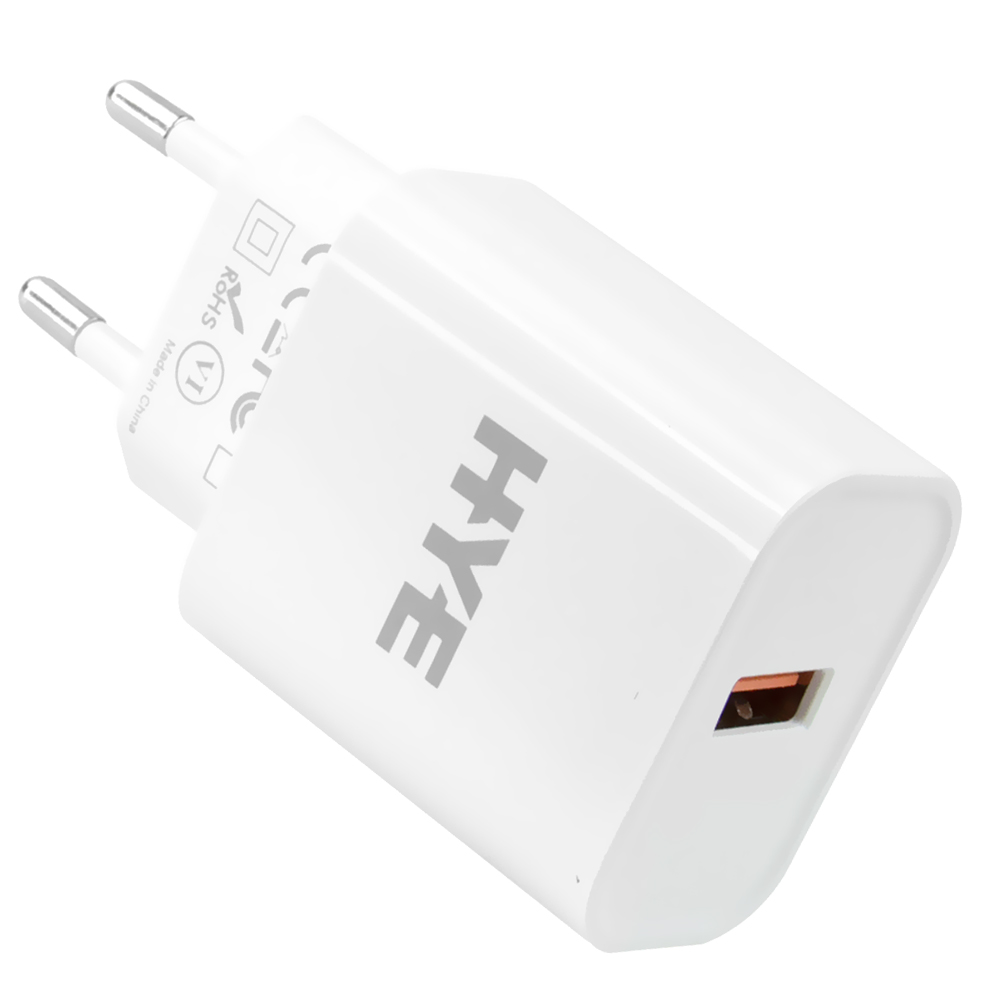 Carregador Tomada HYE HYEC77C USB 3.0 / 22.5W - Branco + Cabo USB / USB-C