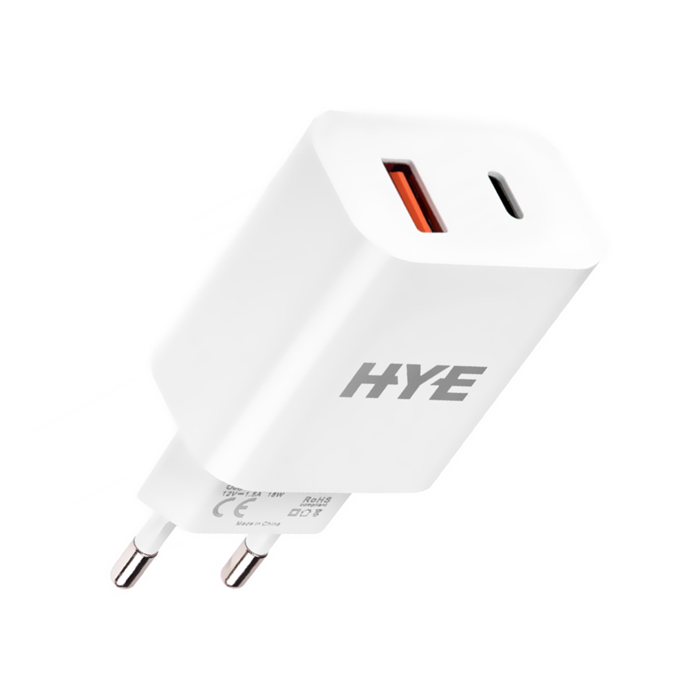 Carregador Tomada HYE HYEC9+ USB 3.0 / Type-C / 20W - Branco