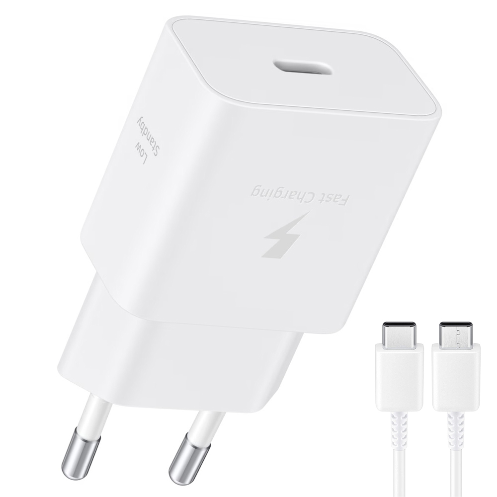 Carregador Tomada Samsung EP-T1510XWEGWW USB-C / 15W - Branco + Cabo USB-C 