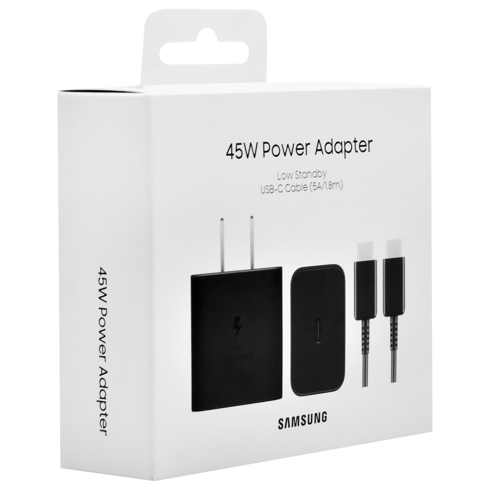 Carregador Tomada Samsung EP-T4511XBEGCA USB-C / 45W - Preto + Cabo USB-C