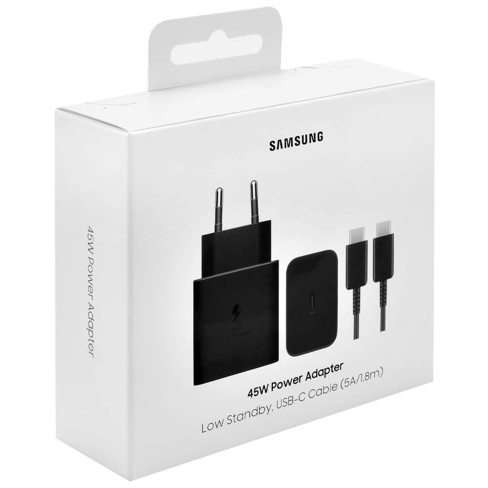 Carregador Tomada Samsung EP-T4511XBEGWW USB-C / 45W - Preto + Cabo USB-C