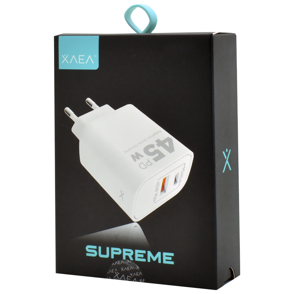 Carregador Tomada Xaea MOD04 Supreme USB / USB-C / 45W - Branco