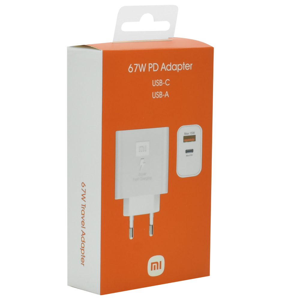 Carregador Tomada Xiaomi MDY-12-EF + Cabo USB-C / USB-C / 67W - Branco