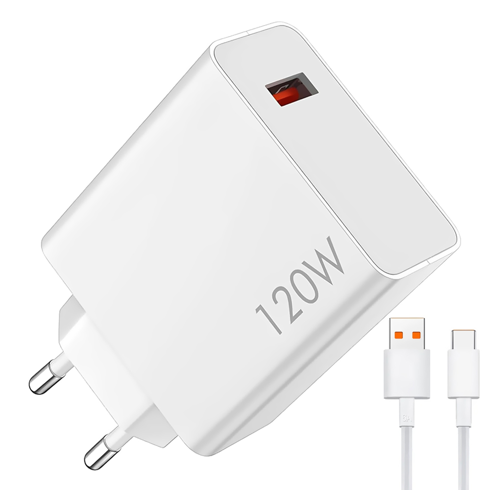 Carregador Tomada Xiaomi MDY-14-EE USB-C / 120W - Branco + Cabo USB / USB-C
