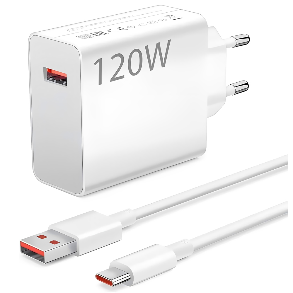 Carregador Tomada Xiaomi MDY-14-EE USB-C / 120W - Branco + Cabo USB / USB-C