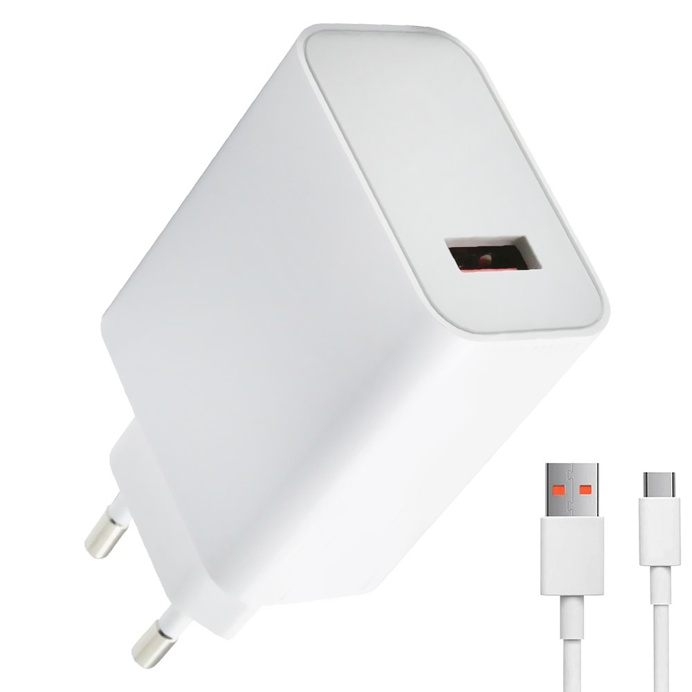 Carregador Tomada Xiaomi Mi 27W + Cabo Type-C / USB / 1M - Branco
