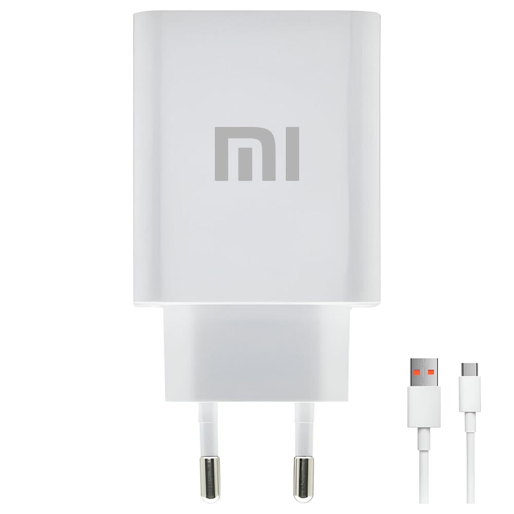 Carregador Tomada Xiaomi Mi 9 27W + Cabo Type-C / USB - Branco