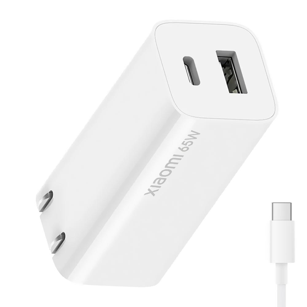 Carregador Tomada Xiaomi Mi Gan Charger AD652G + Cabo Type-C / Type-C / 65W - Branco